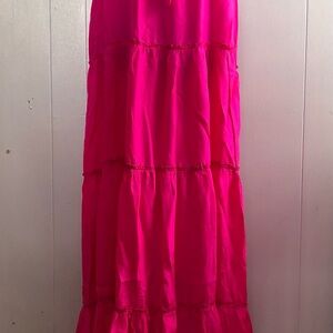 Calypso St. Barth Hot Pink 100% Silk Maxi Dress M